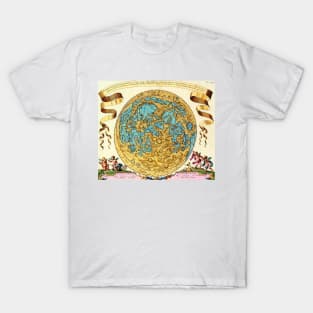 Moon Map 1696 - Selenography - Ancient Worlds T-Shirt